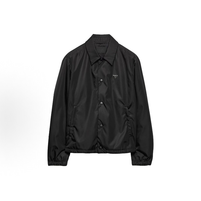 prada triangular logo plaque re-nylon padded coach jacket